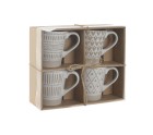 4 Piece Mug Set Home ESPRIT White Beige Stoneware 360 ml 9 x 7 x 10,6 cm