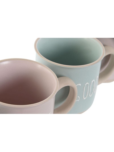 Juego de 4 Tazas Mug Home ESPRIT Azul Rosa Gres 355 ml 9,7 x 7 x 9,2 cm