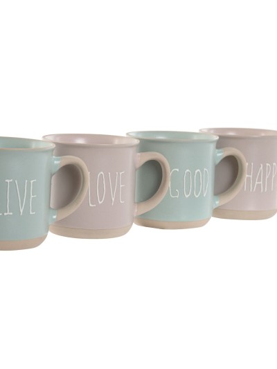 4 Piece Mug Set Home ESPRIT Blue Pink Stoneware 355 ml 9,7 x 7 x 9,2 cm