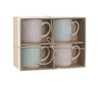 Juego de 4 Tazas Mug Home ESPRIT Azul Rosa Gres 355 ml 9,7 x 7 x 9,2 cm