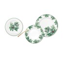 Tableware DKD Home Decor White Green Porcelain Leaf of a plant Christmas 27 x 27 x 2 cm 18 Pieces