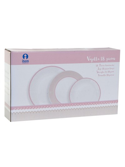 Assiettes DKD Home Decor Rouge Beige Porcelaine Fleur Noël 27 x 27 x 2 cm 18 Pièces