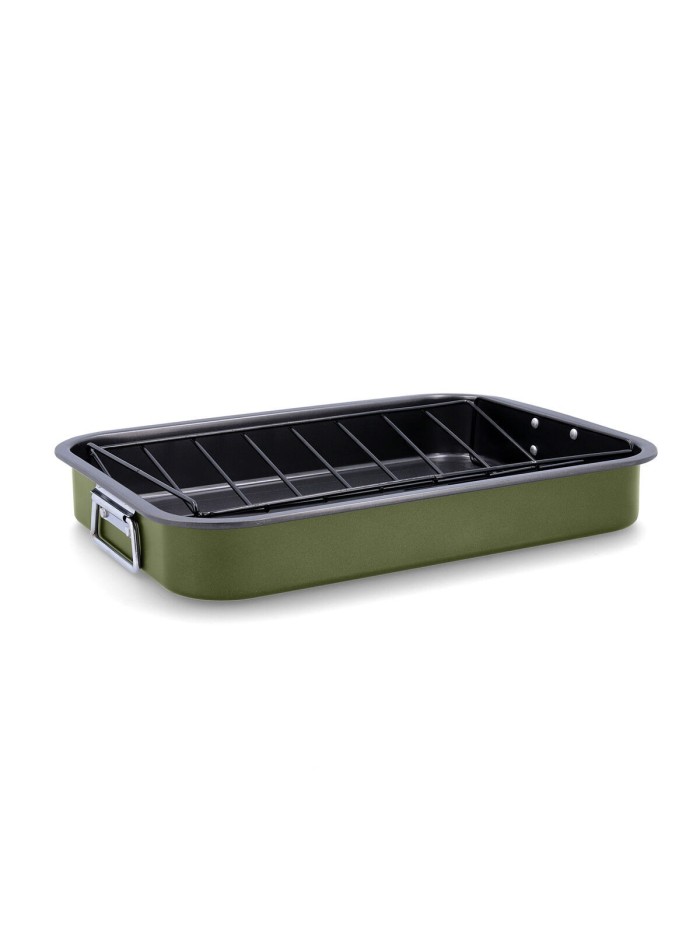 Roasting Tin Quid Naturalia Grille Green Metal 42 x 30,5 x 6,3 cm