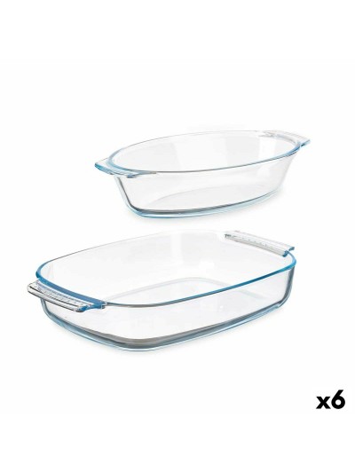 Set of trays Transparent Borosilicate Glass 700 ml 2 L (6 Units)