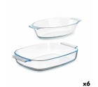 Set of trays Transparent Borosilicate Glass 700 ml 2 L (6 Units)