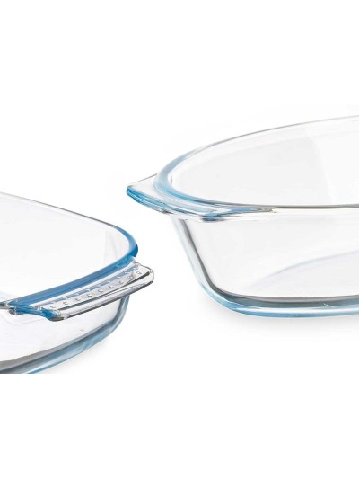 Juego de Bandejas Transparente Vidrio de Borosilicato 700 ml 2 L (6 Unidades)