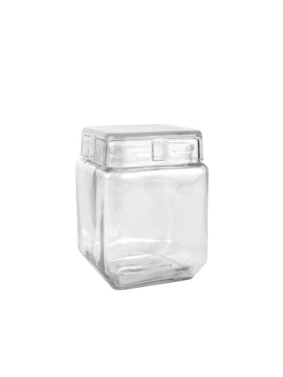 Tarro La Mediterránea Cuadrado Vidrio 1,2 L 11 x 11 x 14,5 cm (12 Unidades)