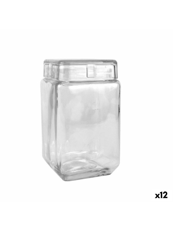 Bocal La Mediterránea Carré verre 1,6 L 11 x 11 x 18,5 cm (12 Unités)