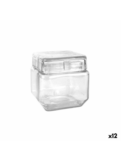 Tarro La Mediterránea Cuadrado Vidrio 800 ml 11 x 11 x 11 cm (12 Unidades)