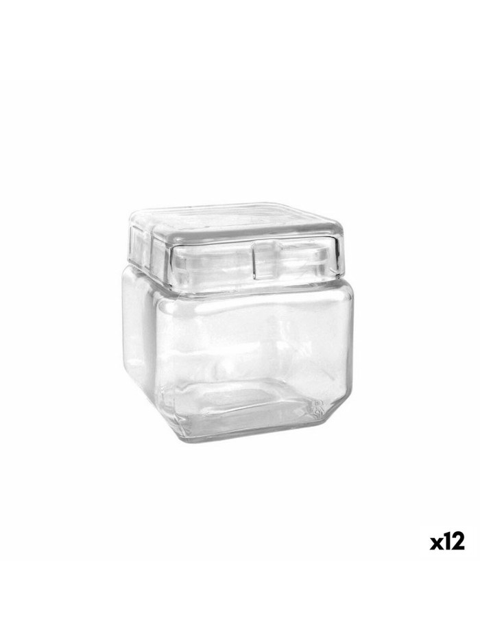 Jar La Mediterránea Squared Glass 800 ml 11 x 11 x 11 cm (12 Units)