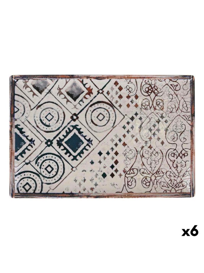 Fuente de Cocina La Mediterránea Grecia Porcelana Rectangular 30 x 20 x 2,5 cm (6 Unidades)