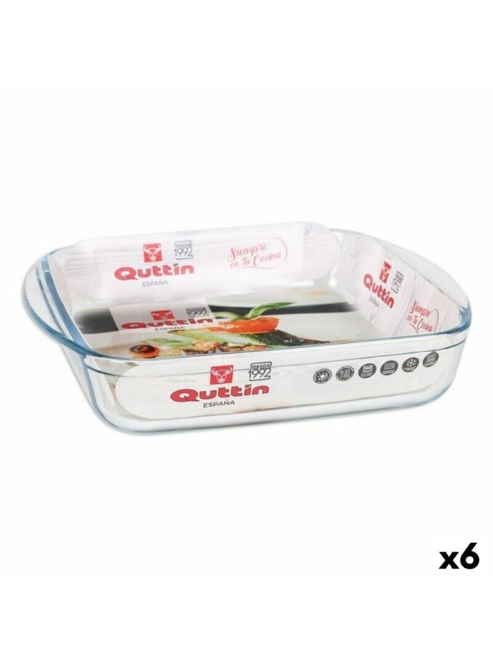 Bandeja para Horno Quttin 63081 1,6 L Vidrio 25 x 21,9 x 5 cm (6 Unidades)