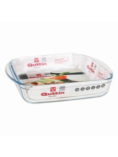 Bandeja para Horno Quttin 63081 1,6 L Vidrio 25 x 21,9 x 5 cm (6 Unidades)
