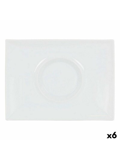 Plato Llano Inde Gourmet Porcelana Blanco 29,5 x 22 x 3 cm (6 Unidades)