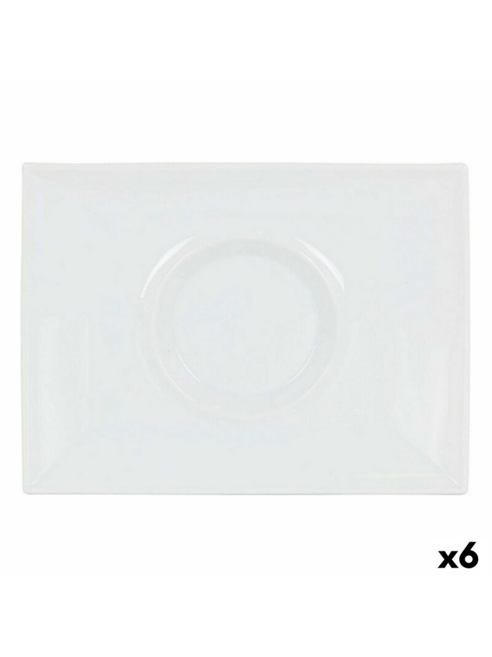 Plato Llano Inde Gourmet Porcelana Blanco 29,5 x 22 x 3 cm (6 Unidades)