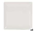 Plato Llano La Mediterránea Elite Gres Marfil 21 x 21 x 2 cm (6 Unidades) (21 cm)
