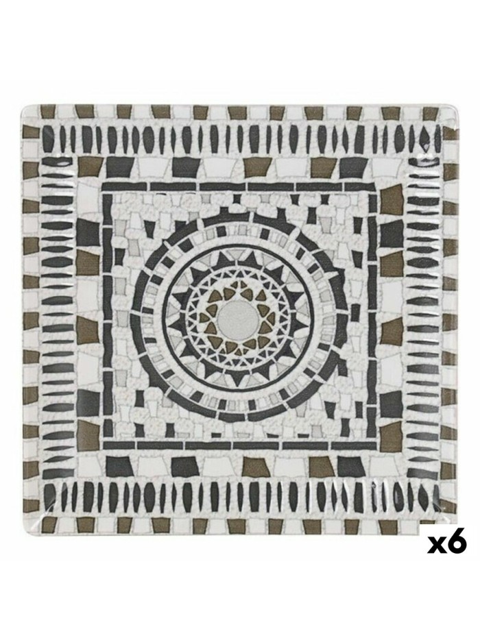 Plato Llano La Mediterránea Barroc Porcelana 24 x 24 x 2 cm (6 Unidades) (24 x 24 x 2 cm)