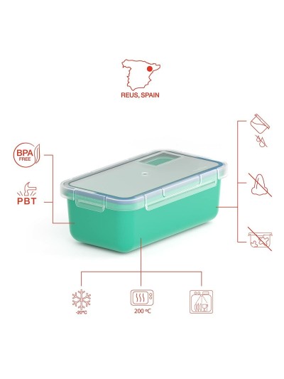 Food Preservation Container Valira 6090/97 Hermetic Turquoise Thermoplastic PBT Rectangular 750 ml