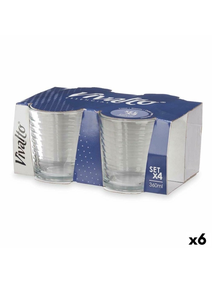 Set of glasses Stripes Transparent Glass 360 ml (6 Units)
