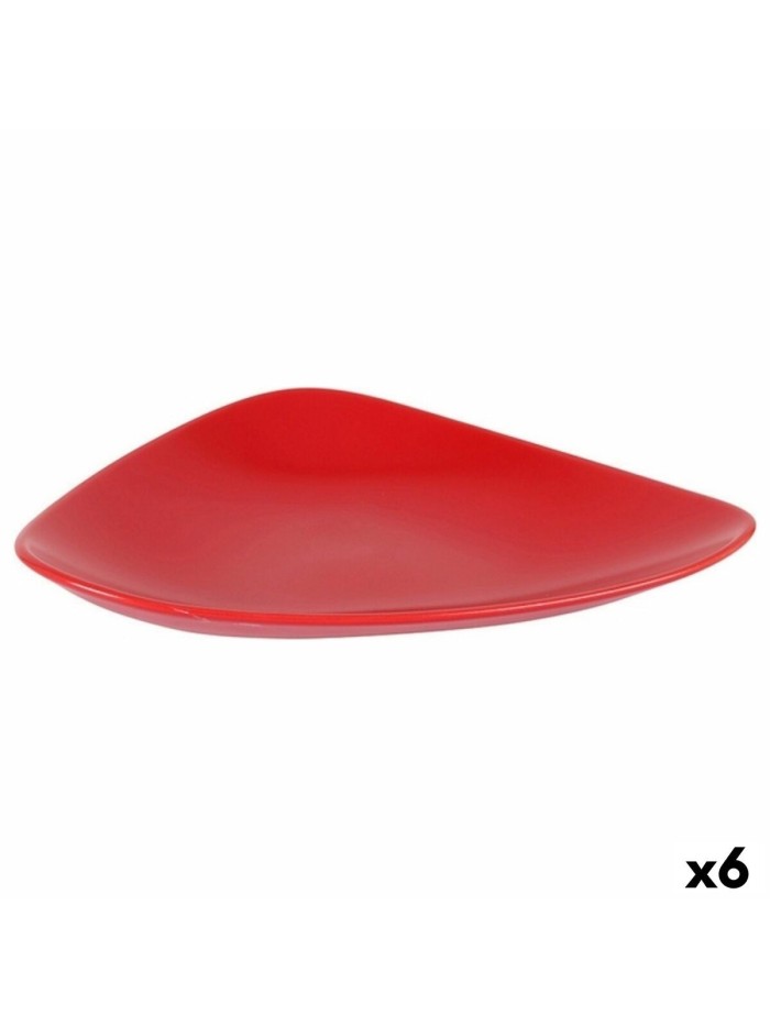 Plato para Postre Rojo Cerámica 24 x 18 x 3 cm (6 Unidades)