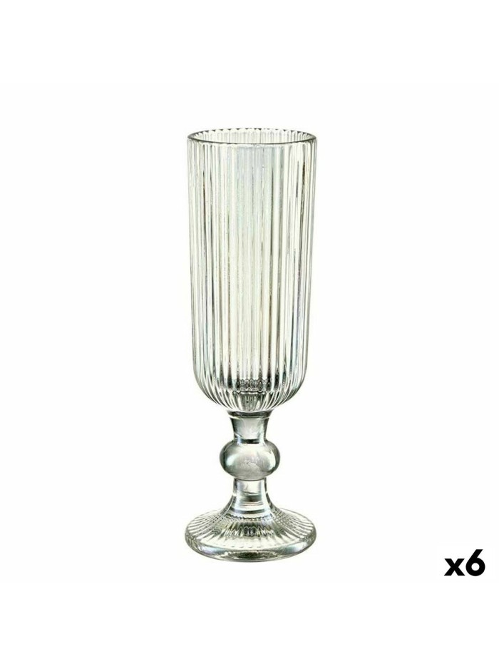 Champagne glass Stripes Green Glass 160 ml (6 Units)