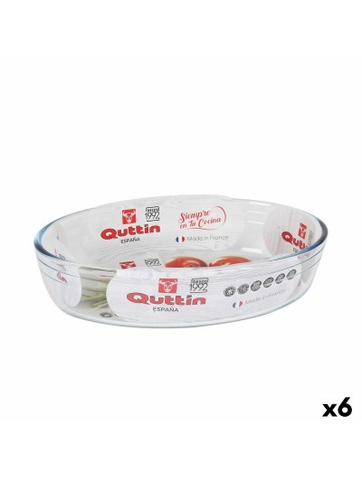 Fuente para Horno Quttin   Vidrio Ovalado 1,8 L 26,2 x 17,8 x 6,1 cm (6 Unidades)