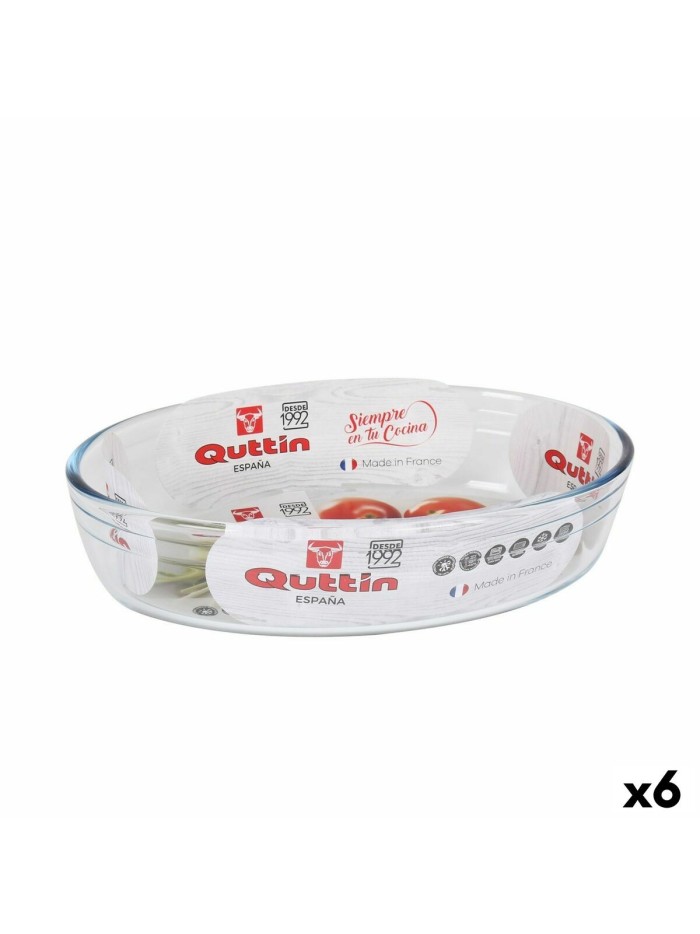 Fuente para Horno Quttin   Vidrio Ovalado 1,8 L 26,2 x 17,8 x 6,1 cm (6 Unidades)