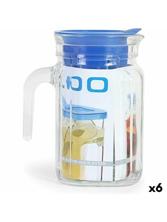 Jar with Lid and Dosage Dispenser Borgonovo Igloo Squared Blue 600 ml (6 Units)