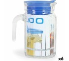 Jarra con Tapa y Dosificador Borgonovo Igloo Cuadrada Azul 600 ml (6 Unidades)
