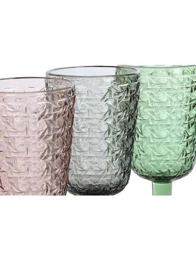 Set of cups Home ESPRIT Black Red Green Crystal 285 ml (6 Units)