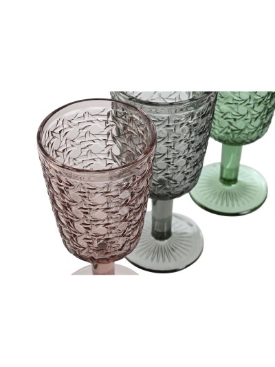 Set of cups Home ESPRIT Black Red Green Crystal 285 ml (6 Units)