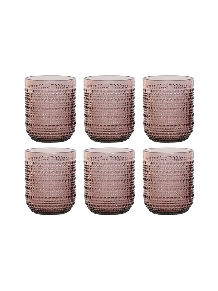 Set of glasses Home ESPRIT Pink Crystal 240 ml (6 Units)