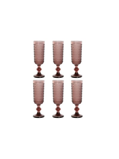 Set de Copas Home ESPRIT Rosa Cristal 150 ml (6 Unidades)