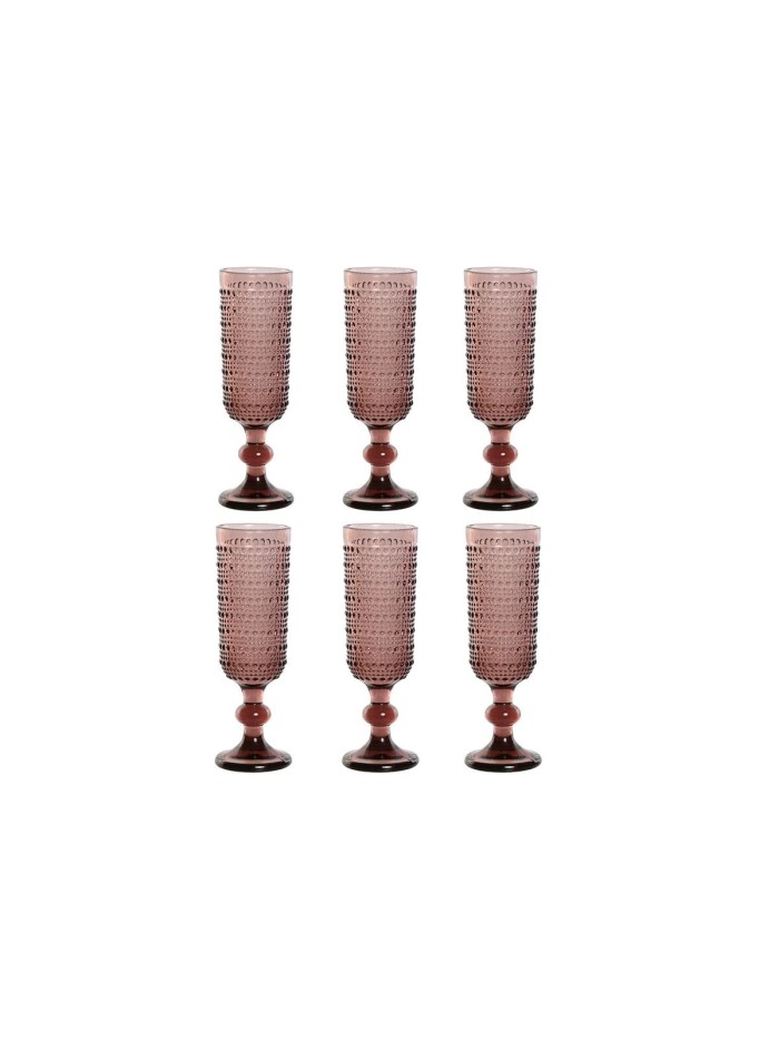 Set de Verres Home ESPRIT Rose Verre 150 ml (6 Unités)