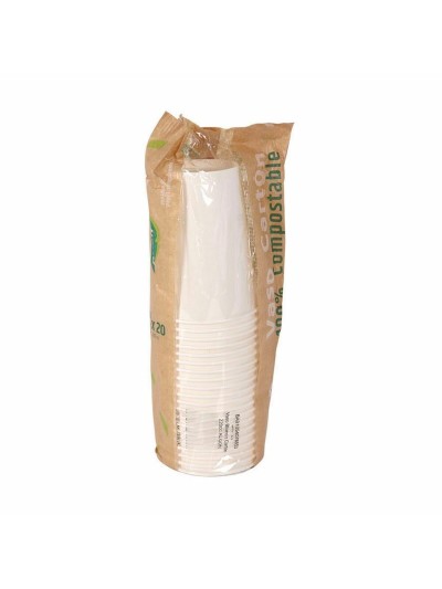 Set of glasses Algon Disposable Cardboard White 20 Pieces 220 ml (20 Units)