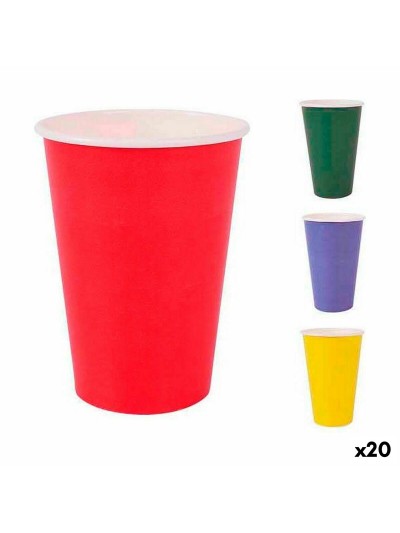 Set de Verres Algon Produits à usage unique Carton Multicouleur 20 Pièces 200 ml (20 Unités)
