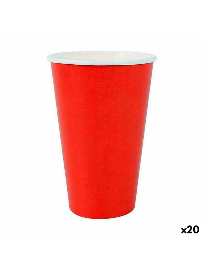 Set of glasses Algon Disposable Cardboard Red 10 Pieces 350 ml (20 Units)