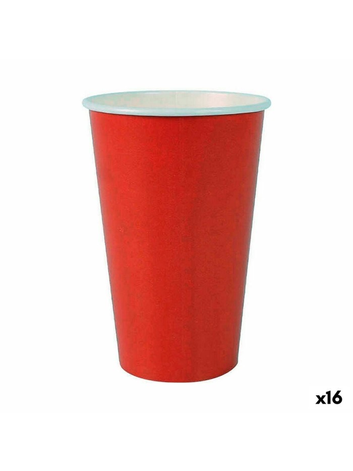 Set of glasses Algon Disposable Cardboard Red 7 Pieces 450 ml (16 Units)