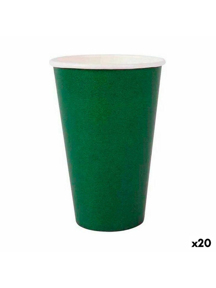 Set of glasses Algon Disposable Cardboard Green 10 Pieces 350 ml (20 Units)