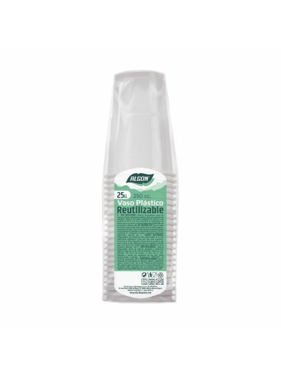 Set de vasos reutilizables Algon Blanco 25 Piezas 250 ml (48 Unidades)