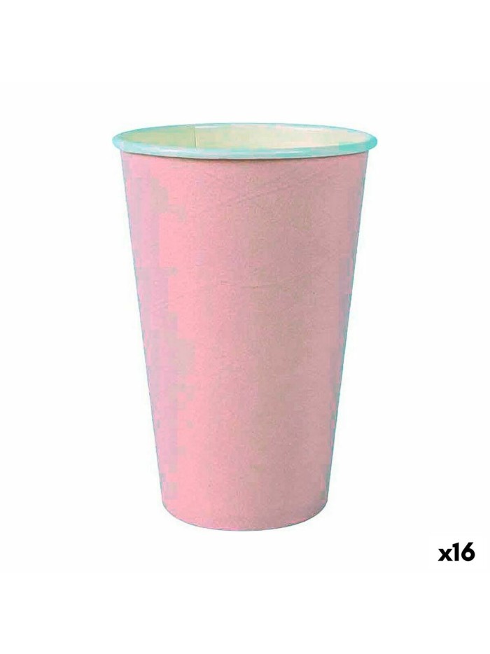 Set of glasses Algon Disposable Cardboard Pink 7 Pieces 450 ml (16 Units)