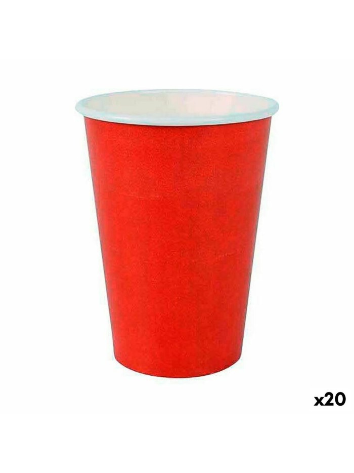 Set of glasses Algon Disposable Cardboard Red 20 Pieces 220 ml (20 Units)