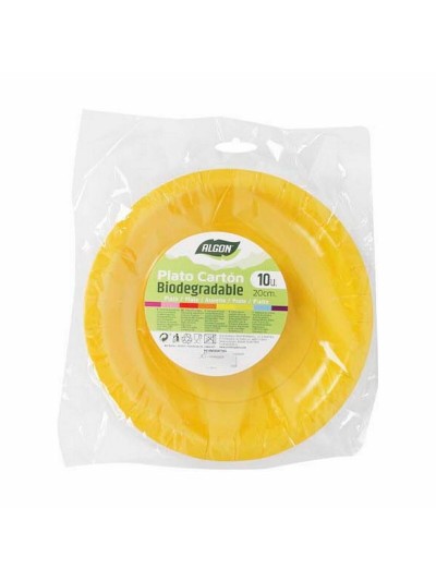 Service de vaisselle Algon Produits à usage unique 20 cm Carton Jaune 10 Pièces (36 Unités)