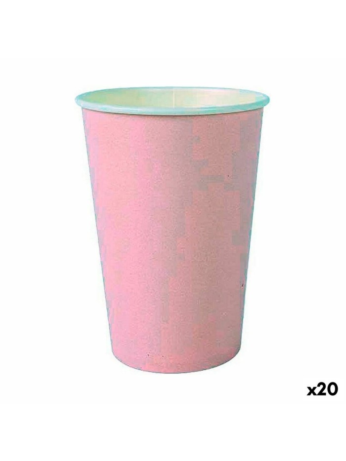 Set de Vasos Algon Desechables Cartón Rosa 20 Piezas 220 ml (20 Unidades)