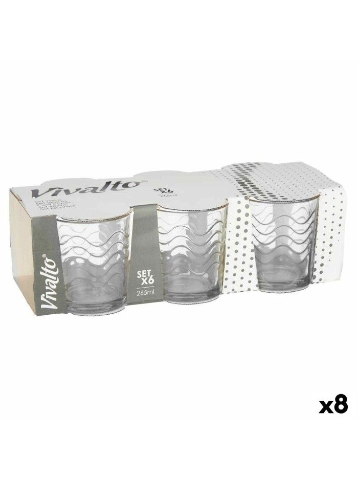 Set of glasses Waves Transparent Glass 265 ml (8 Units)