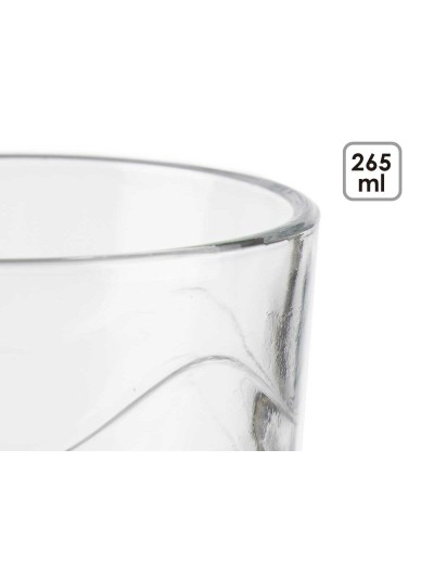 Set de Vasos Ondas Transparente Vidrio 265 ml (8 Unidades)