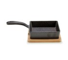 Casserole Dish for Serving Tapas Pan Brown Grey Bamboo Forged steel 23,7 x 6,3 x 14 cm (12 Units)