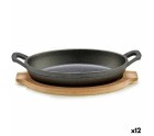 Cazuela para Servir Tapas Marrón Gris Bambú Hierro forjado 22,5 x 4,5 x 12,5 cm (12 Unidades)