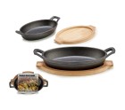 Casserole Dish for Serving Tapas Brown Grey Bamboo Forged steel 22,5 x 4,5 x 12,5 cm (12 Units)