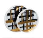 Snack tray White Black Golden PVC Crystal Abstract 42 x 42 x 4,2 cm (2 Units)